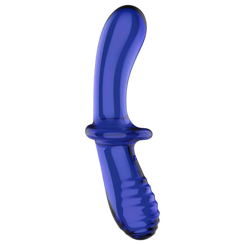 Satisfyer Double Crystal - kétvégű üveg dildó (kék) - Image 3