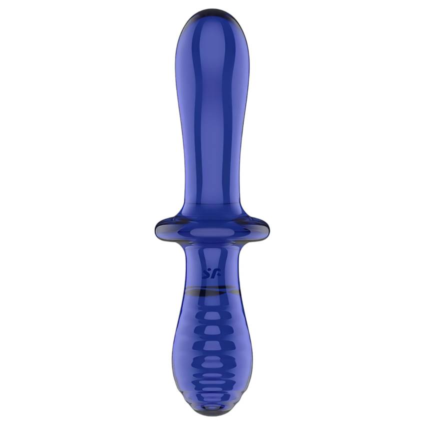 Satisfyer Double Crystal - kétvégű üveg dildó (kék) - Image 4