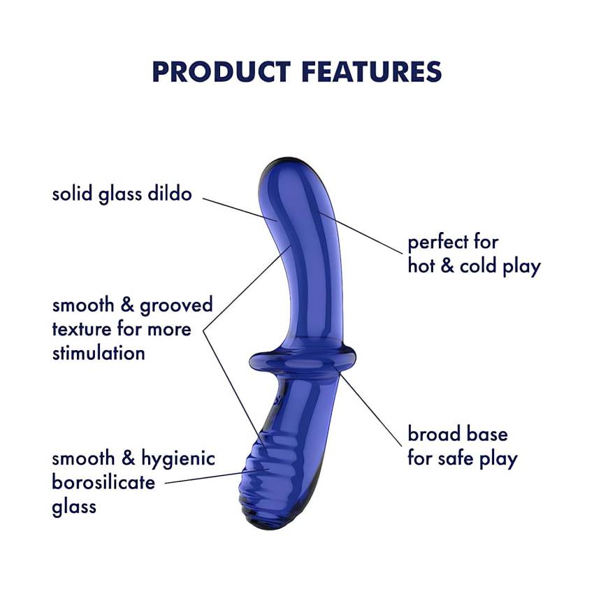 Satisfyer Double Crystal - kétvégű üveg dildó (kék) - Image 6