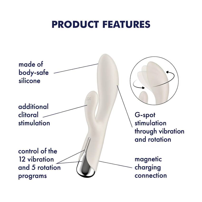 Satisfyer Spinning Rabbit 1 - forgó csiklókaros vibrátor (bézs) - Image 8