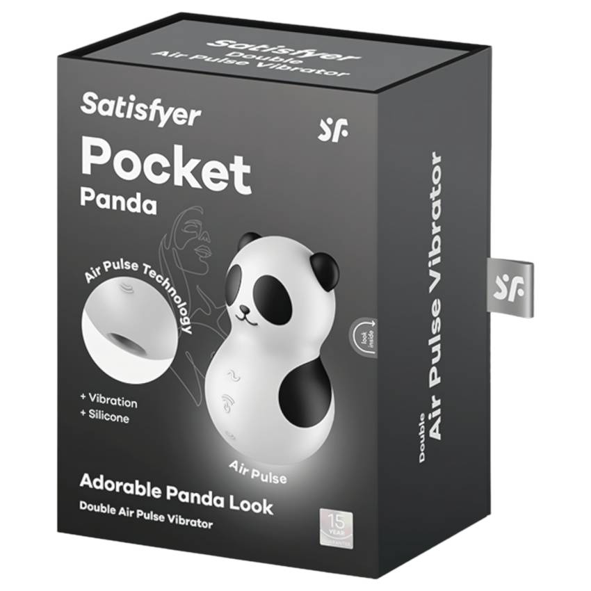 Satisfyer Pocket Panda - léghullámos csiklóizgató (fekete) - Image 2