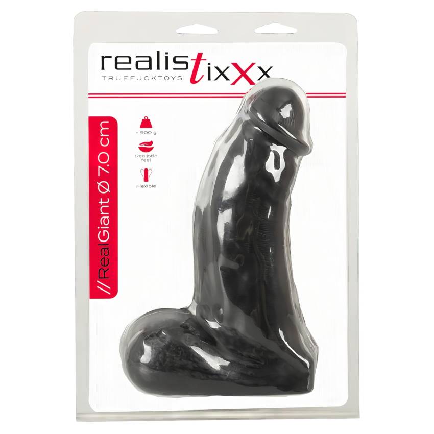 Realistixxx Real Giant - herés dildó - 22 cm (fekete) - Image 9