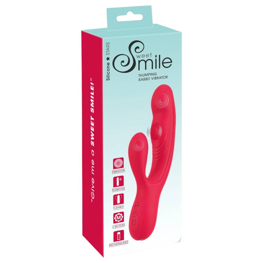 Smile Thumping Rabbit - akkus 3 motoros vibrátor (piros) - Image 9