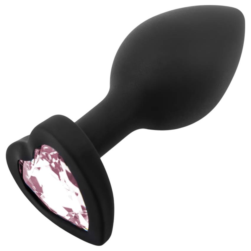 Sunfo - szilikon anál plug szív alakú kővel (fekete-pink) - Image 5