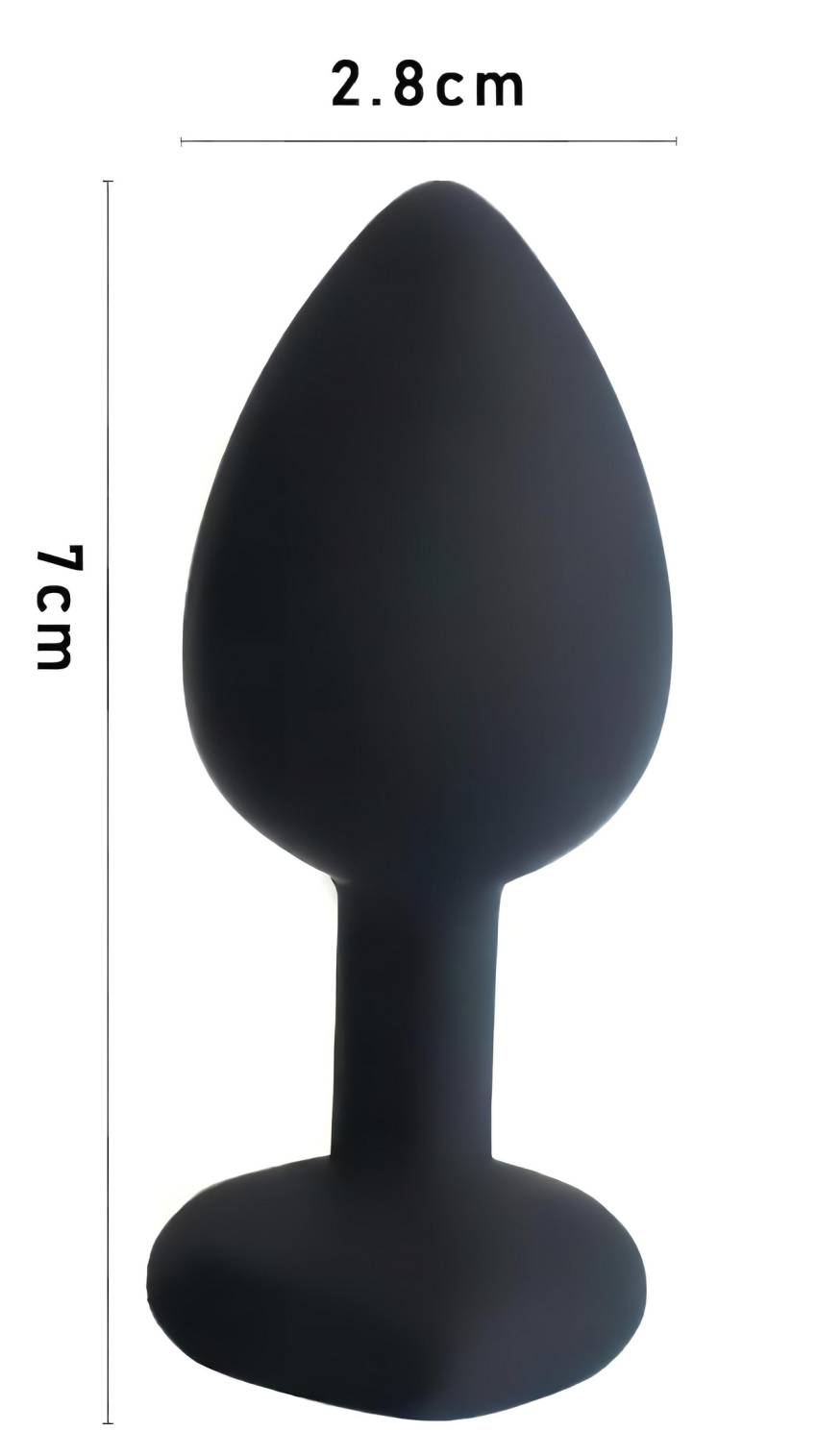 Sunfo - szilikon anál plug szíves piros kővel (fekete) - Image 7