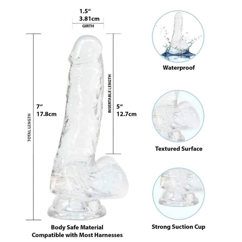 Addiction Crystal - tapadókorongos dildó (átlátszó) - 18cm - Image 3