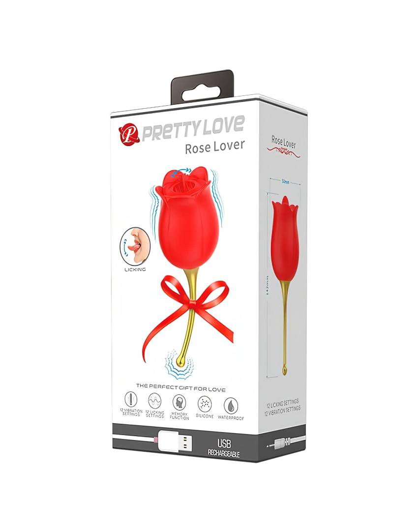 Pretty Love Rose Lover - nyelves 2in1 csikló vibrátor (piros) - Image 2