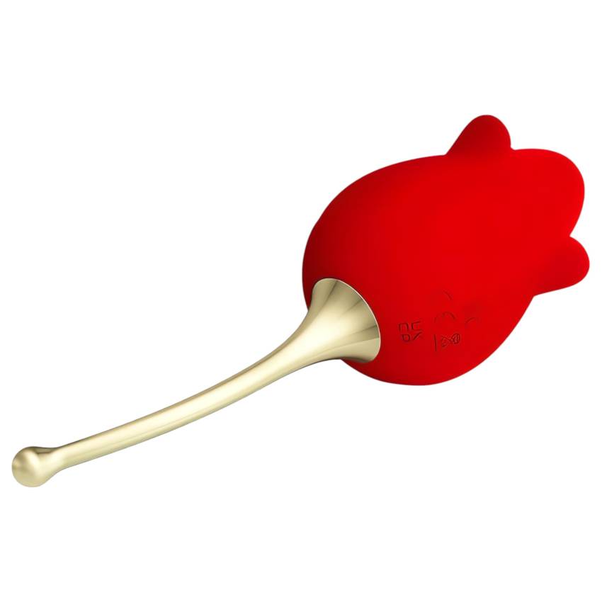Pretty Love Rose Lover - nyelves 2in1 csikló vibrátor (piros) - Image 5
