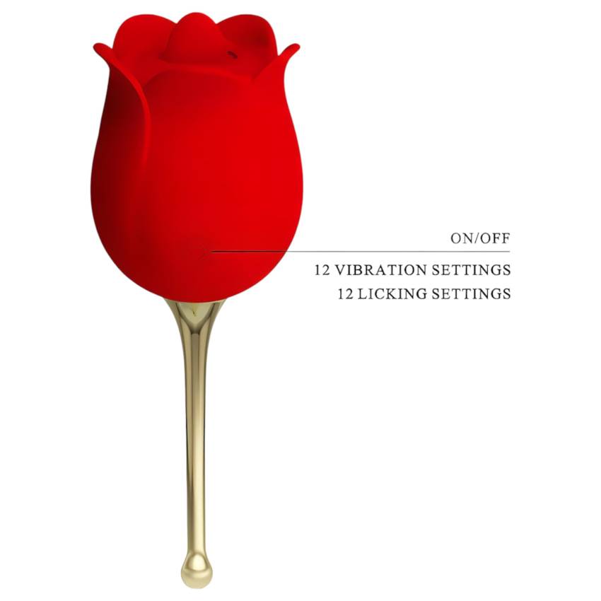 Pretty Love Rose Lover - nyelves 2in1 csikló vibrátor (piros) - Image 6
