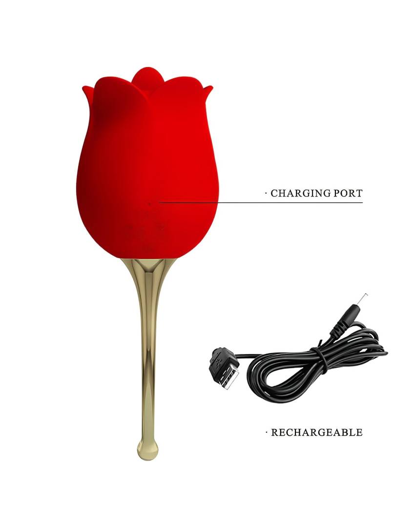 Pretty Love Rose Lover - nyelves 2in1 csikló vibrátor (piros) - Image 7
