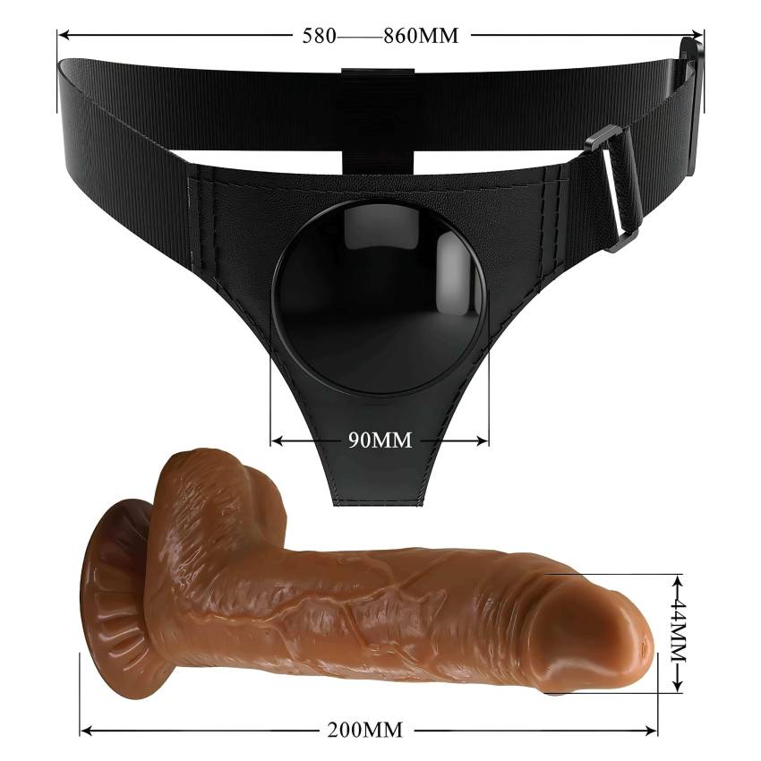 Pretty Love Harness - univerzális alsó dildóval - 17 cm (fekete) - Image 6