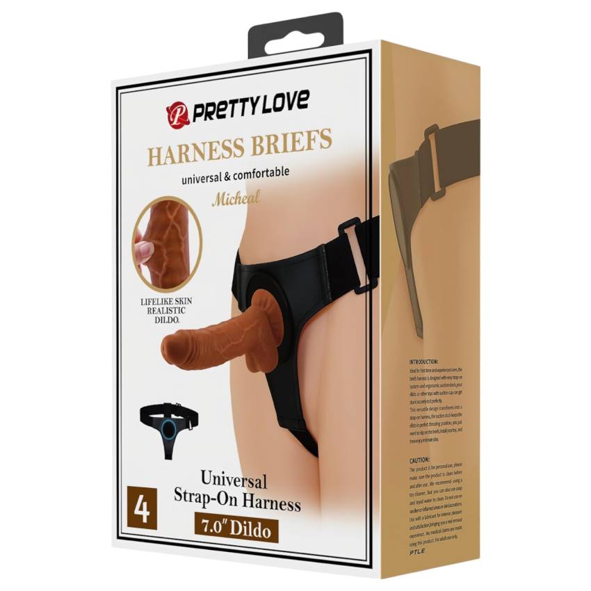 Pretty Love Harness - univerzális alsó dildóval - 17 cm (fekete) - Image 7