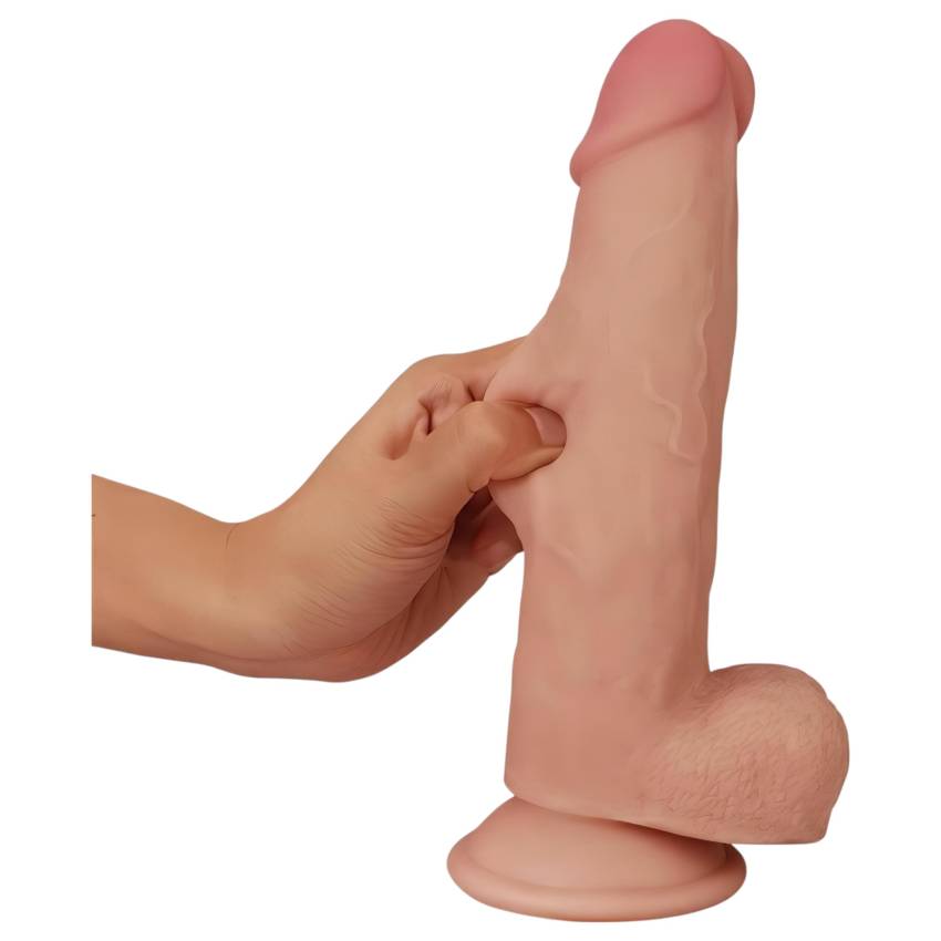 Lovetoy Sliding-Skin - kétrétegű dildó - 21cm (natúr) - Image 4
