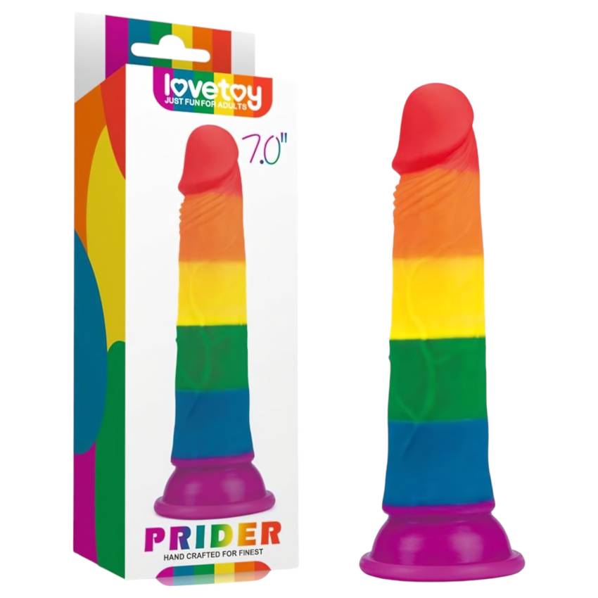 Lovetoy Prider - élethű dildó - 19cm (szivárvány) - Image 9