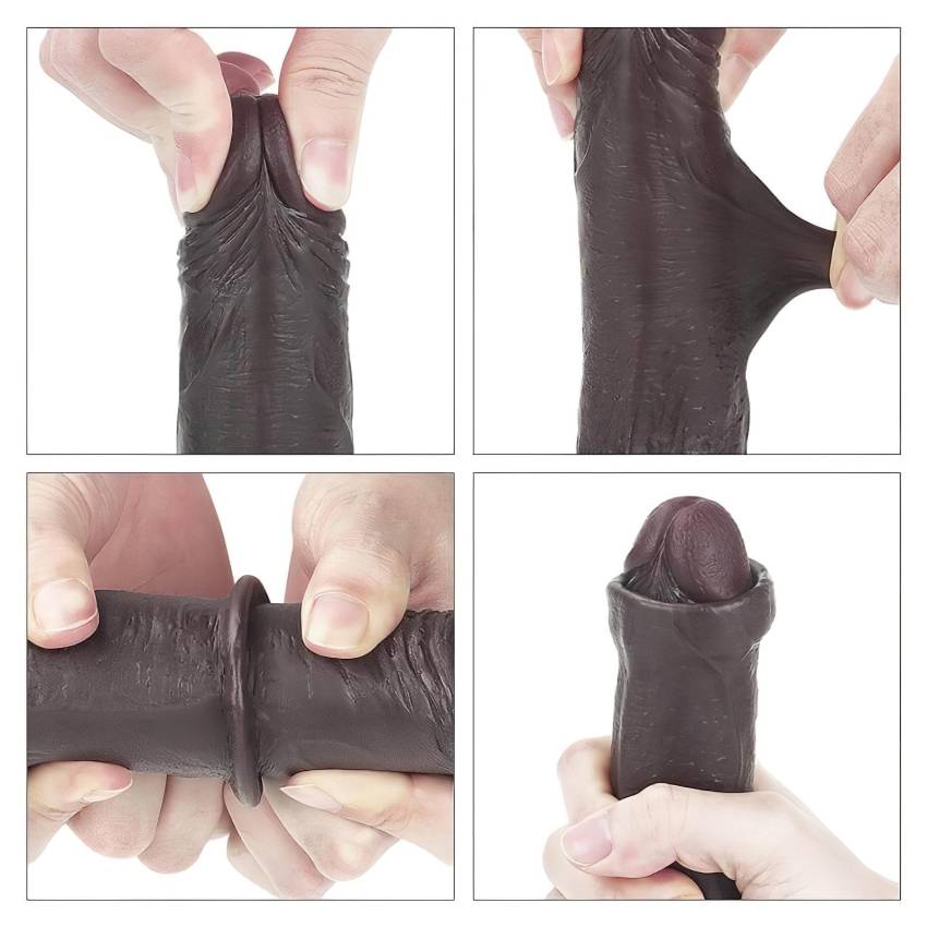 Lovetoy Sliding-Skin - kétrétegű dildó - 18cm (barna) - Image 3