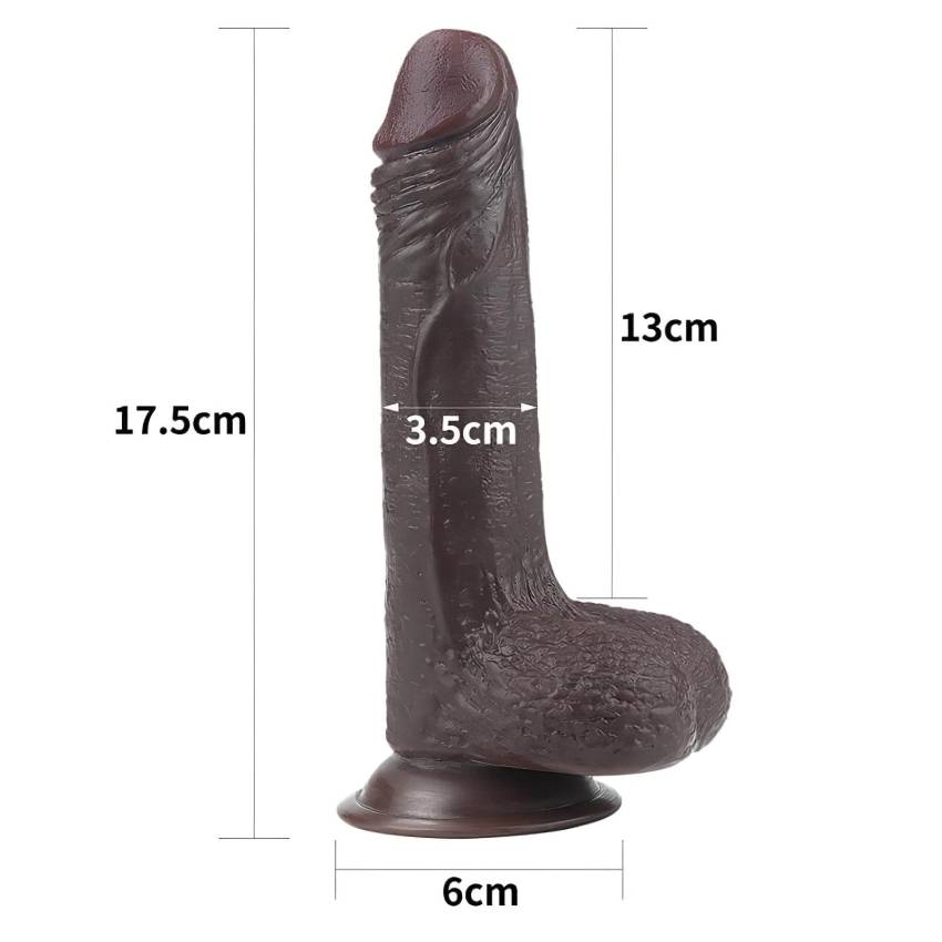 Lovetoy Sliding-Skin - kétrétegű dildó - 18cm (barna) - Image 4