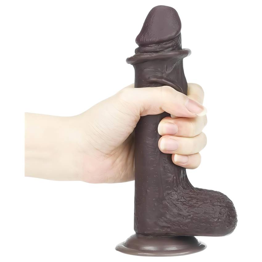 Lovetoy Sliding-Skin - kétrétegű dildó - 18cm (barna) - Image 7