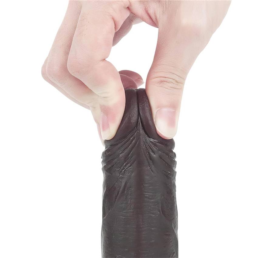 Lovetoy Sliding-Skin - kétrétegű dildó - 18cm (barna) - Image 8