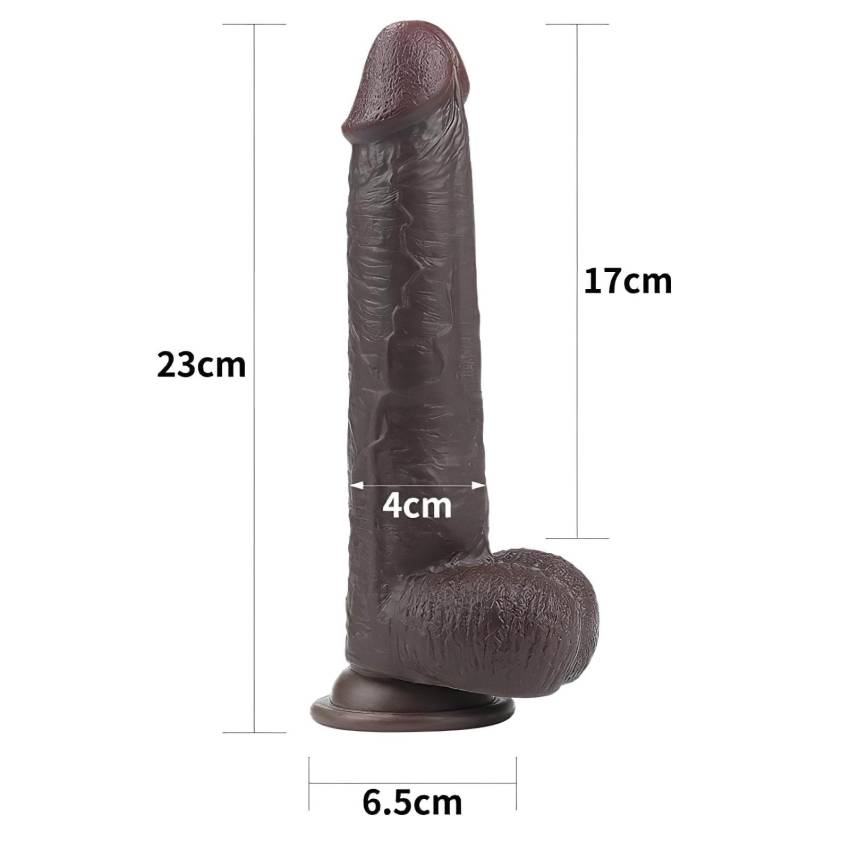 Lovetoy Sliding-Skin - kétrétegű dildó - 23cm (barna) - Image 5