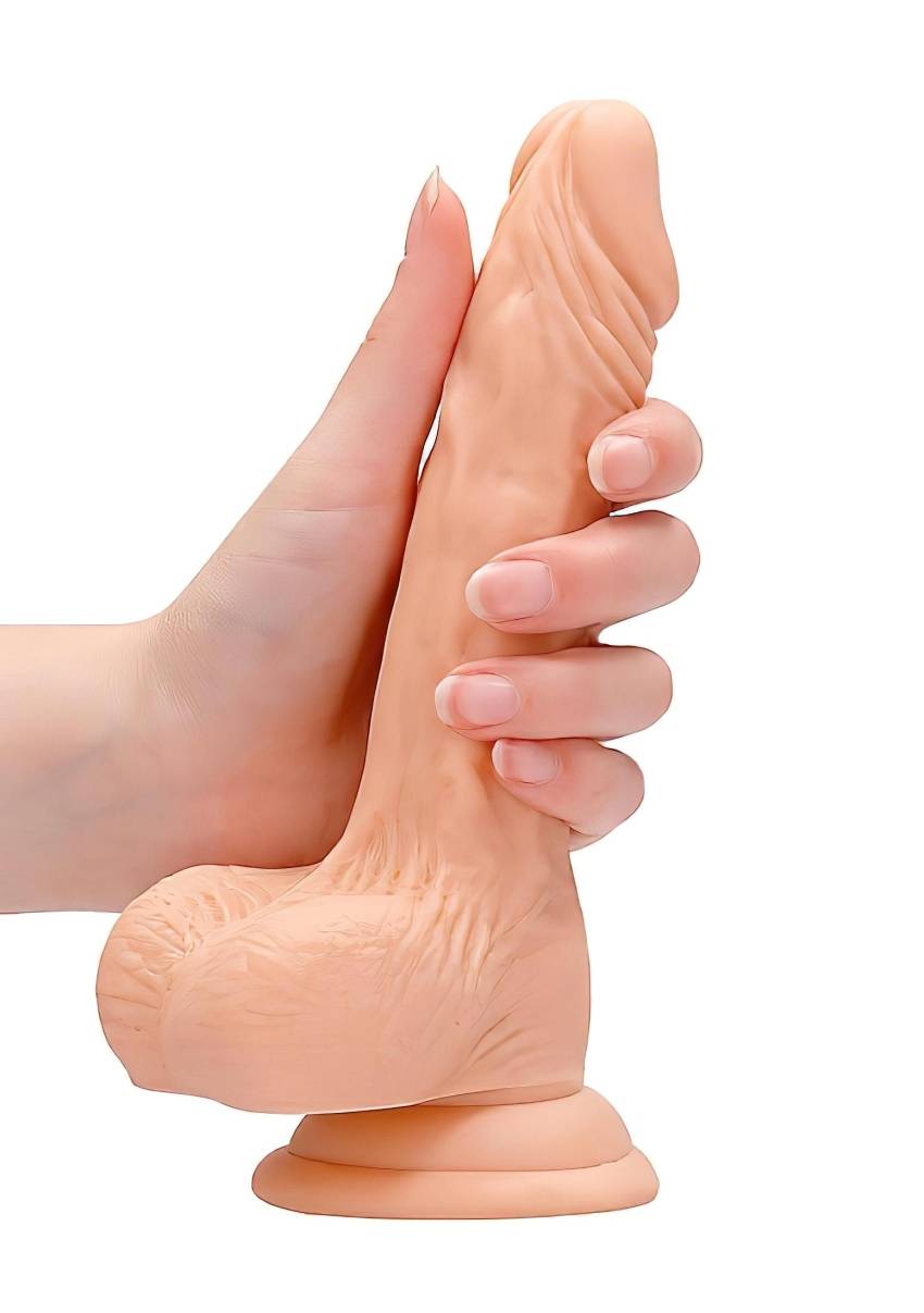 RealRock Dong 7 - élethű, herés dildó (17cm) - natúr - Image 9