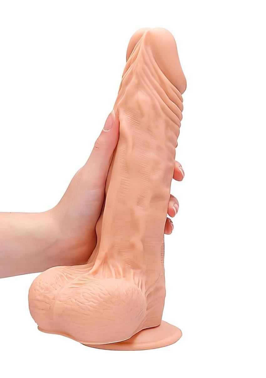 RealRock Dong 10 - élethű, herés dildó (25cm) - natúr - Image 8