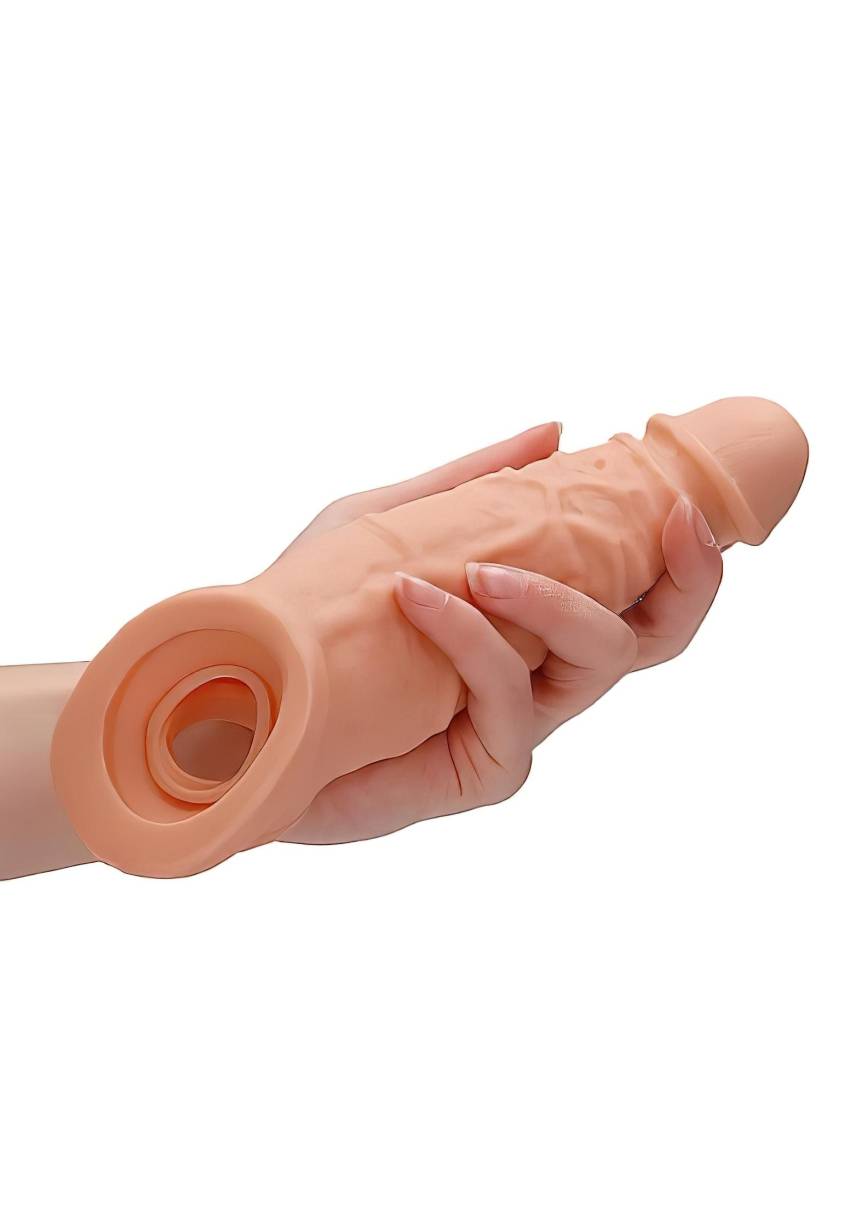 RealRock Penis Sleeve 9 - péniszköpeny (21,5cm) - natúr - Image 10