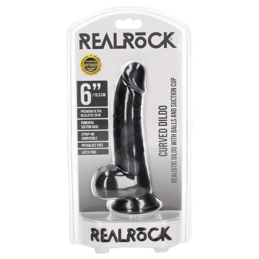 RealRock - tapadókorongos, realisztikus dildó - 15,5cm (fekete) - Image 3