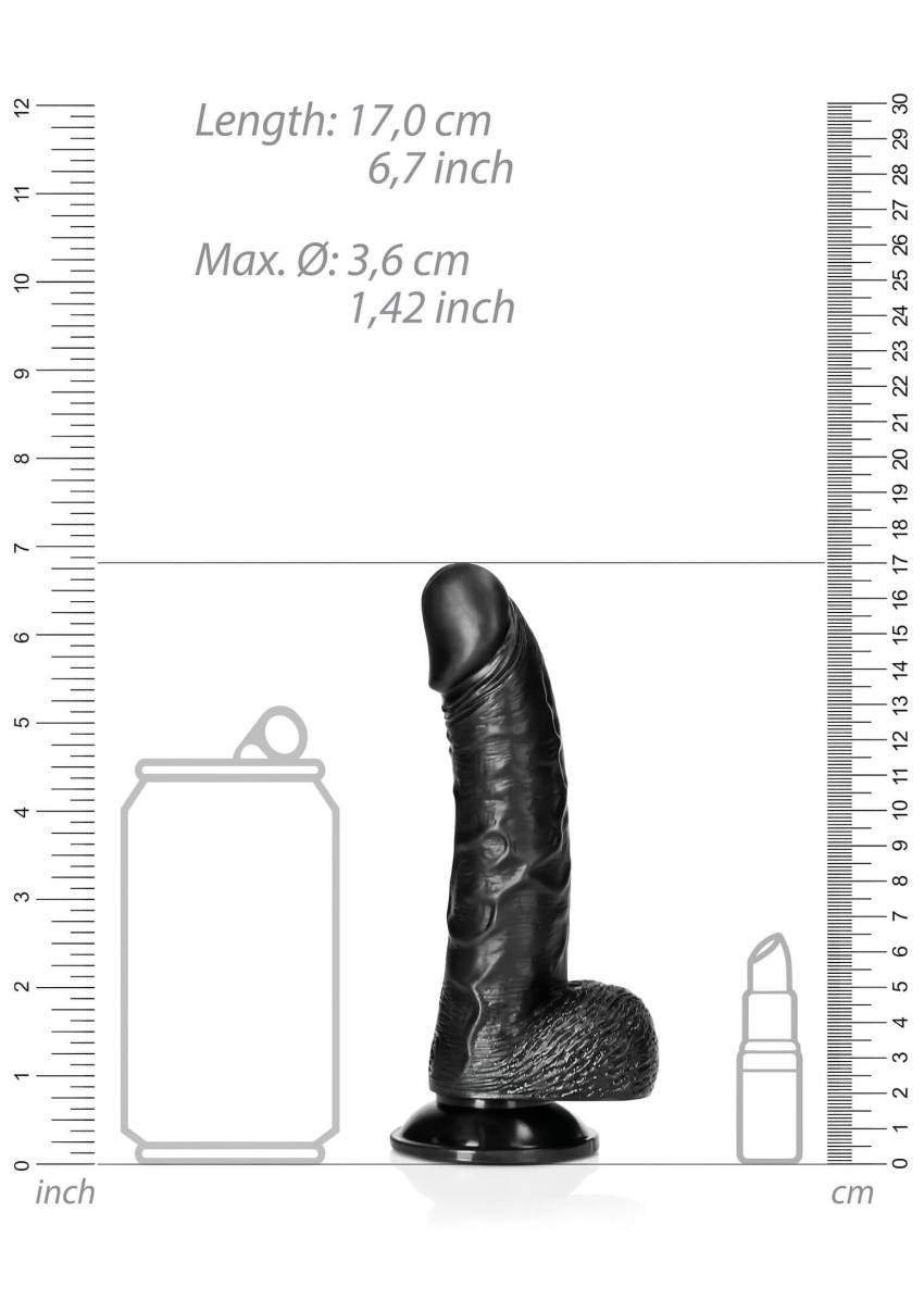 RealRock - tapadókorongos, realisztikus dildó - 15,5cm (fekete) - Image 4
