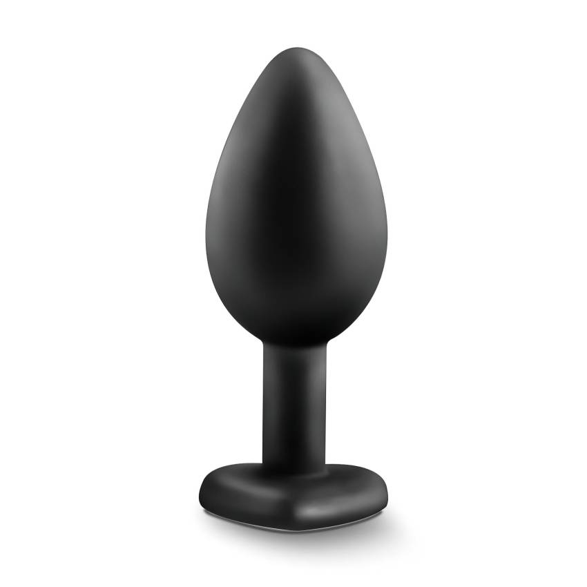 Temptasia M - ezüst köves, szíves anál plug (fekete) - közepes - Image 2