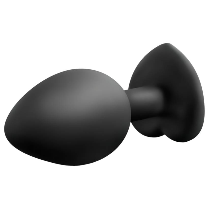 Temptasia M - ezüst köves, szíves anál plug (fekete) - közepes - Image 3