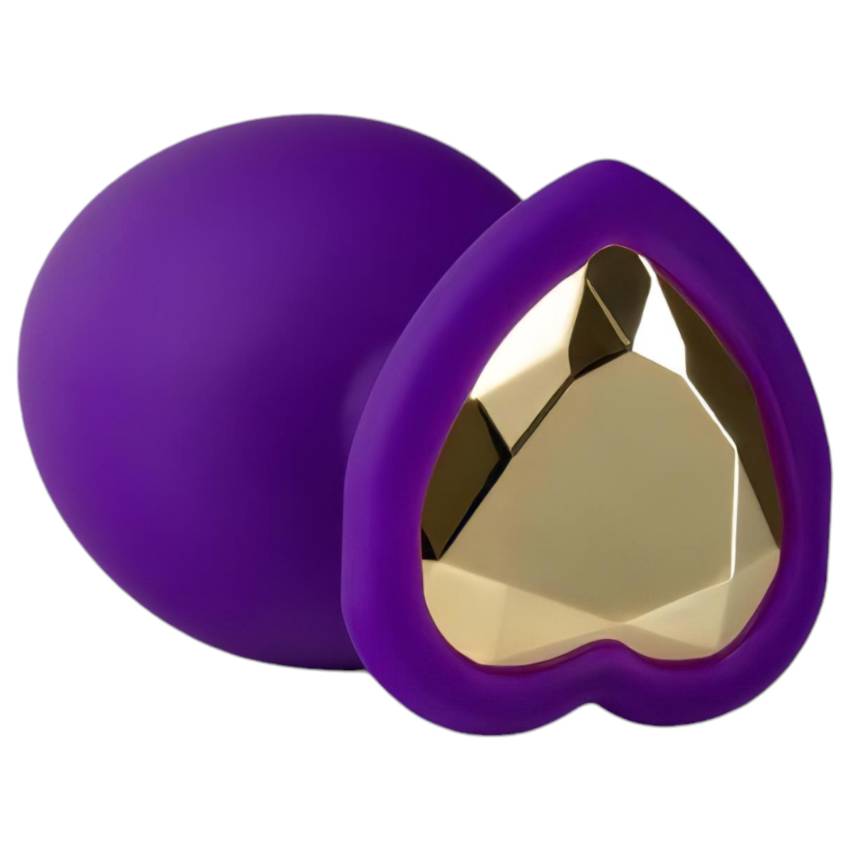 Temptasia S - arany köves, szíves anál plug (lila) - kicsi - Image 2