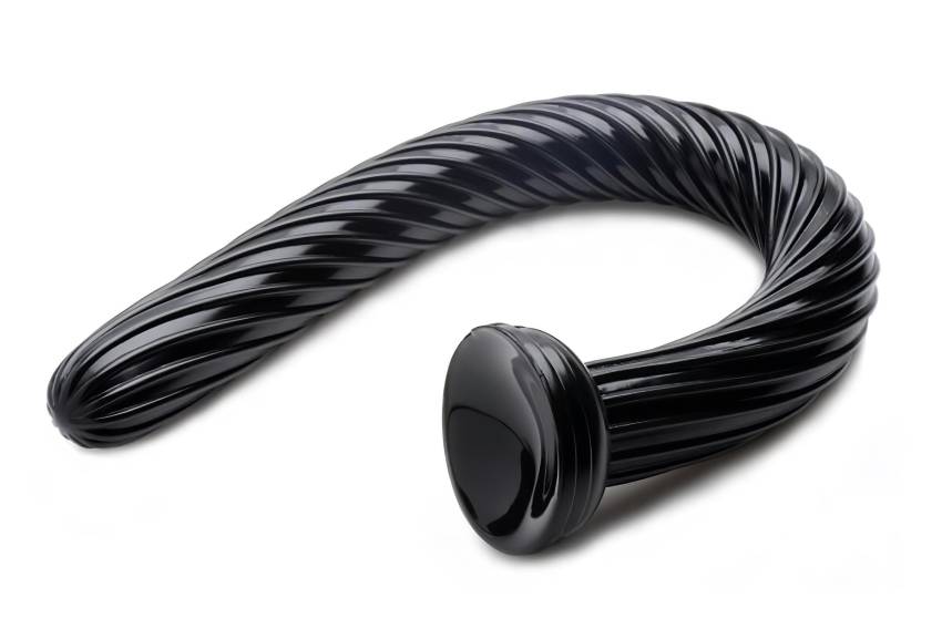 Hosed Spiral Anal Snake 19 - tapadókorongos anál dildó (fekete) - Image 3