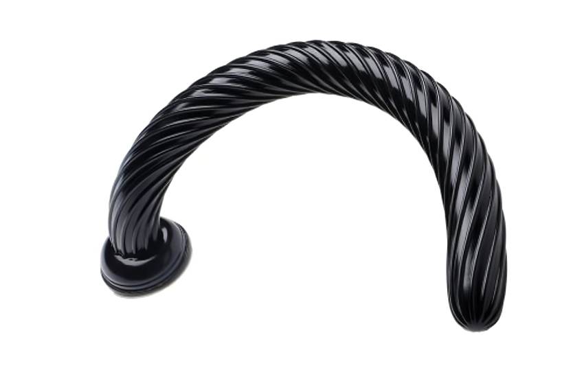 Hosed Spiral Anal Snake 19 - tapadókorongos anál dildó (fekete) - Image 4
