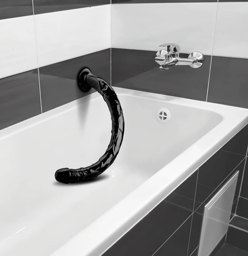 Hosed Anal Snake 19 - tapadókorongos anál dildó (fekete) - Image 5