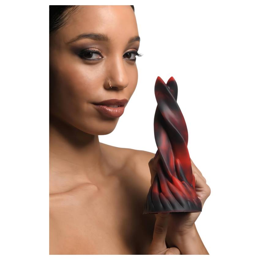 Creature Cocks Hell Kiss - csavart szilikon dildó - 19cm (piros) - Image 4