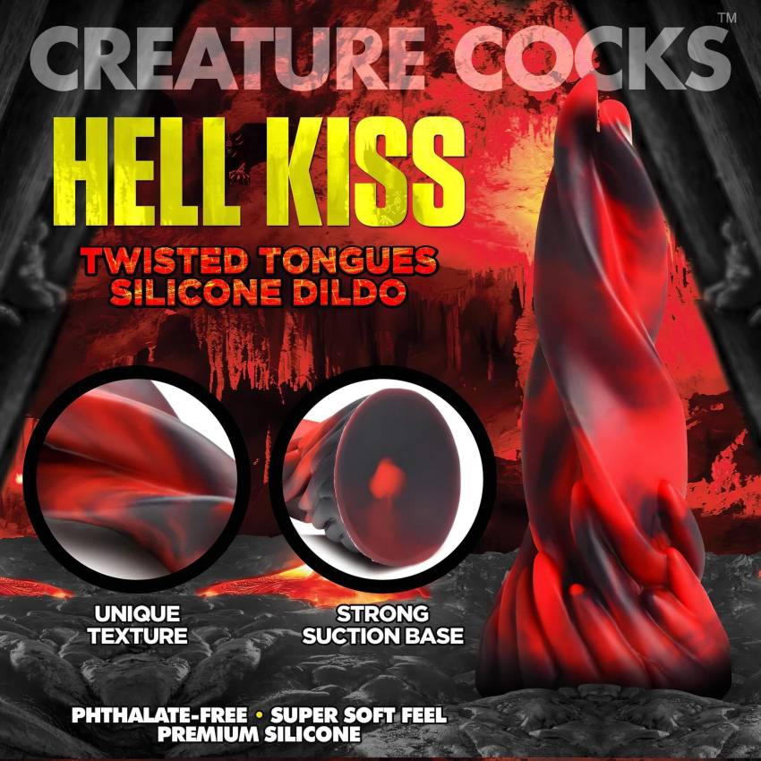 Creature Cocks Hell Kiss - csavart szilikon dildó - 19cm (piros) - Image 9
