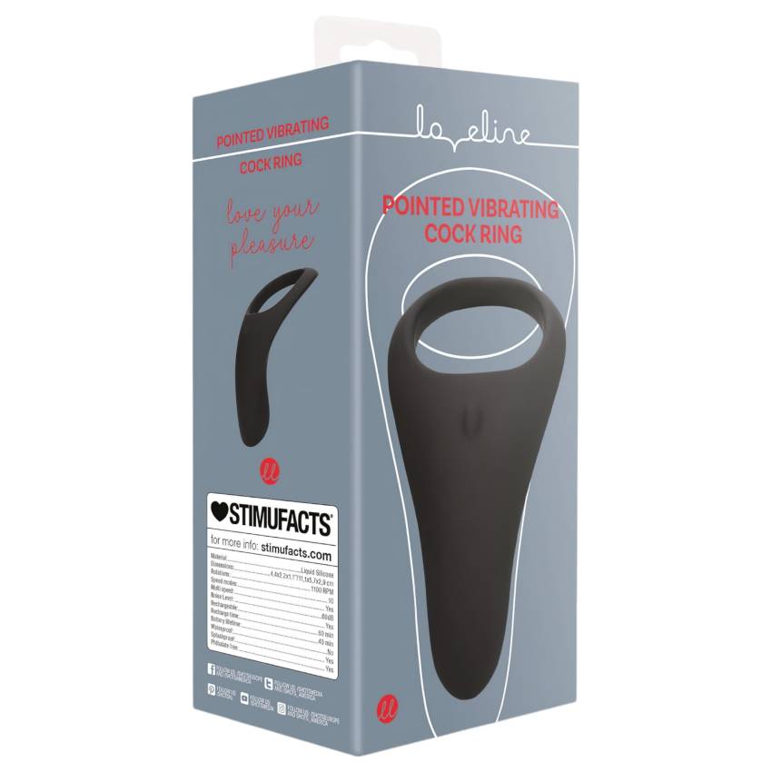 Loveline - akkus, vibrációs hosszú pénisz- és heregyűrű (fekete) - Image 5