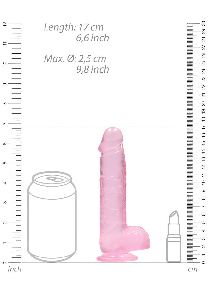 REALROCK - átlátszó élethű dildó - pink (15cm) - Image 3