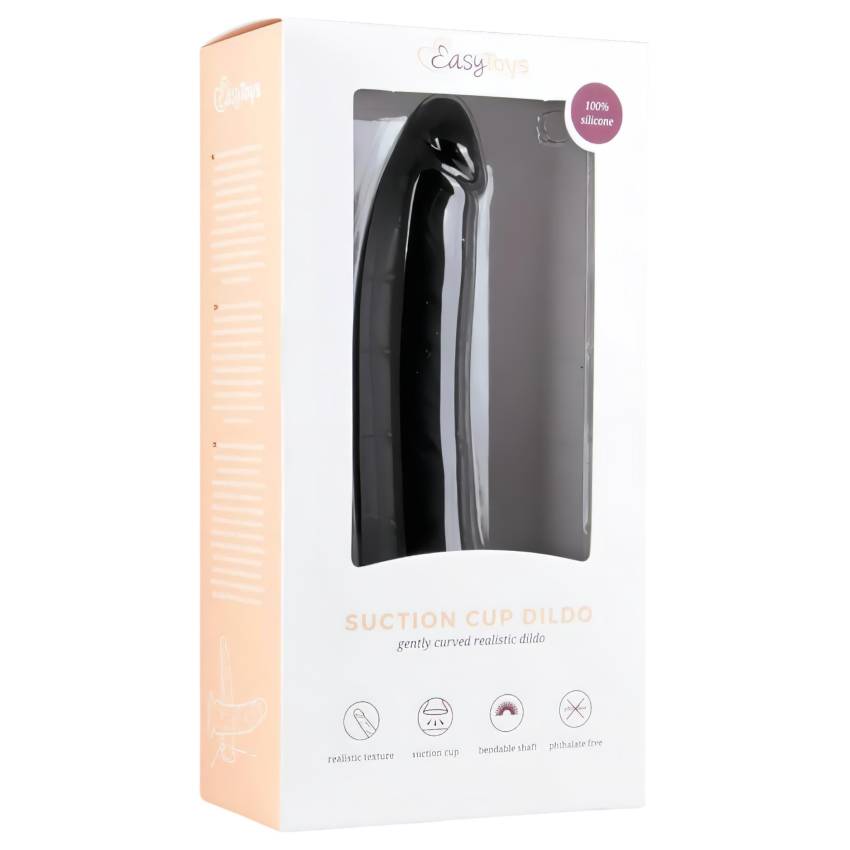 Easytoys - tapadókorongos 100% szilikon dildó (21cm) - fekete - Image 2