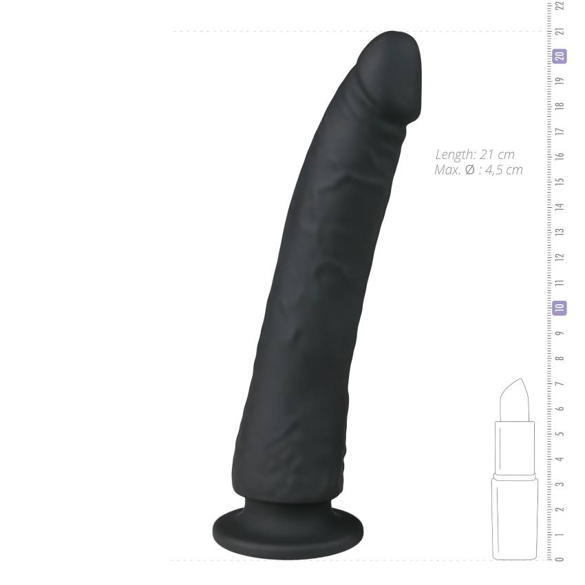 Easytoys - tapadókorongos 100% szilikon dildó (21cm) - fekete - Image 5