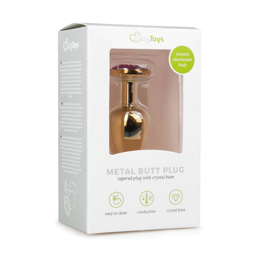 Easytoys Metal No.1 - lila köves kúp anál plug - arany (2,5cm) - Image 2