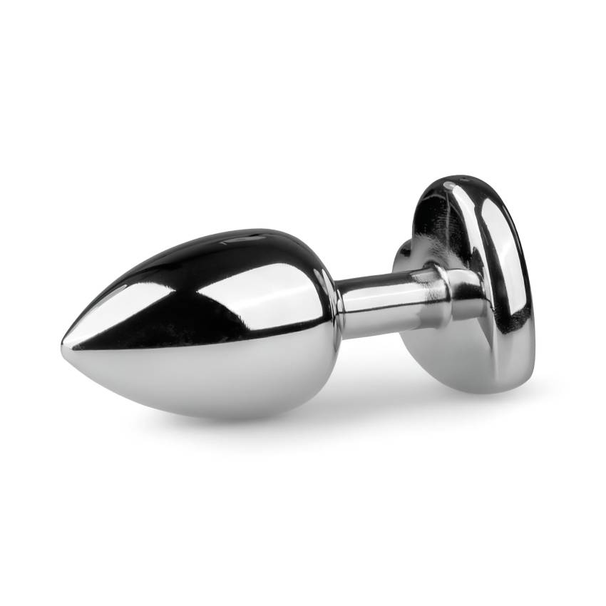 Easytoys Metal No.2 - anál plug szíves kővel (ezüst-fehér) - Image 2