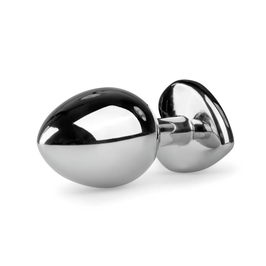 Easytoys Metal No.7 - szíves anál plug fehér kővel - ezüst - Image 3