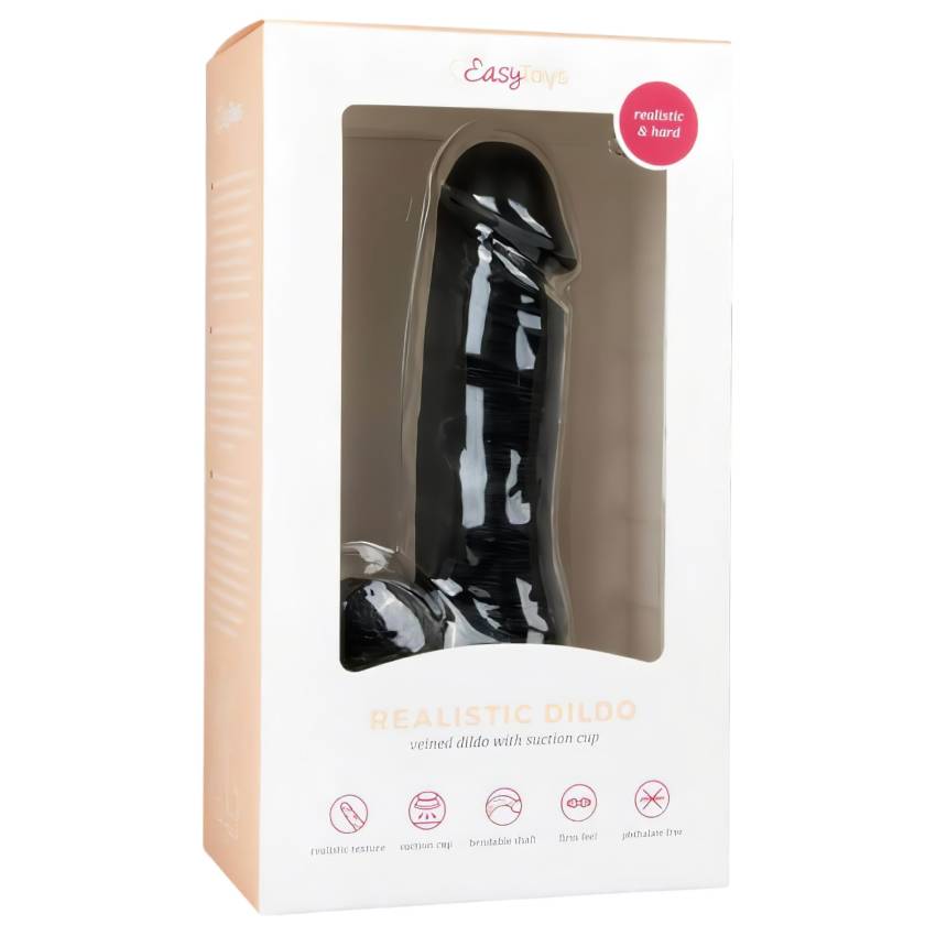 Easytoys - tapadótalpas, herés dildó (17,5cm) - fekete - Image 2