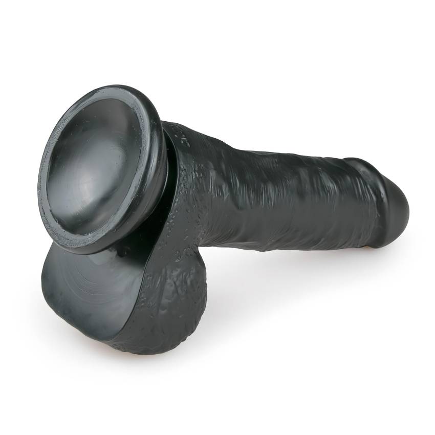 Easytoys - tapadótalpas, herés dildó (17,5cm) - fekete - Image 4