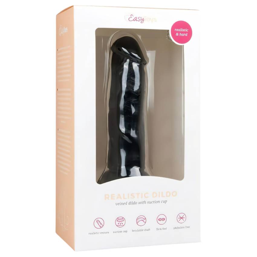 Easytoys - tapadókorongos élethű dildó (15,5cm) - fekete - Image 2