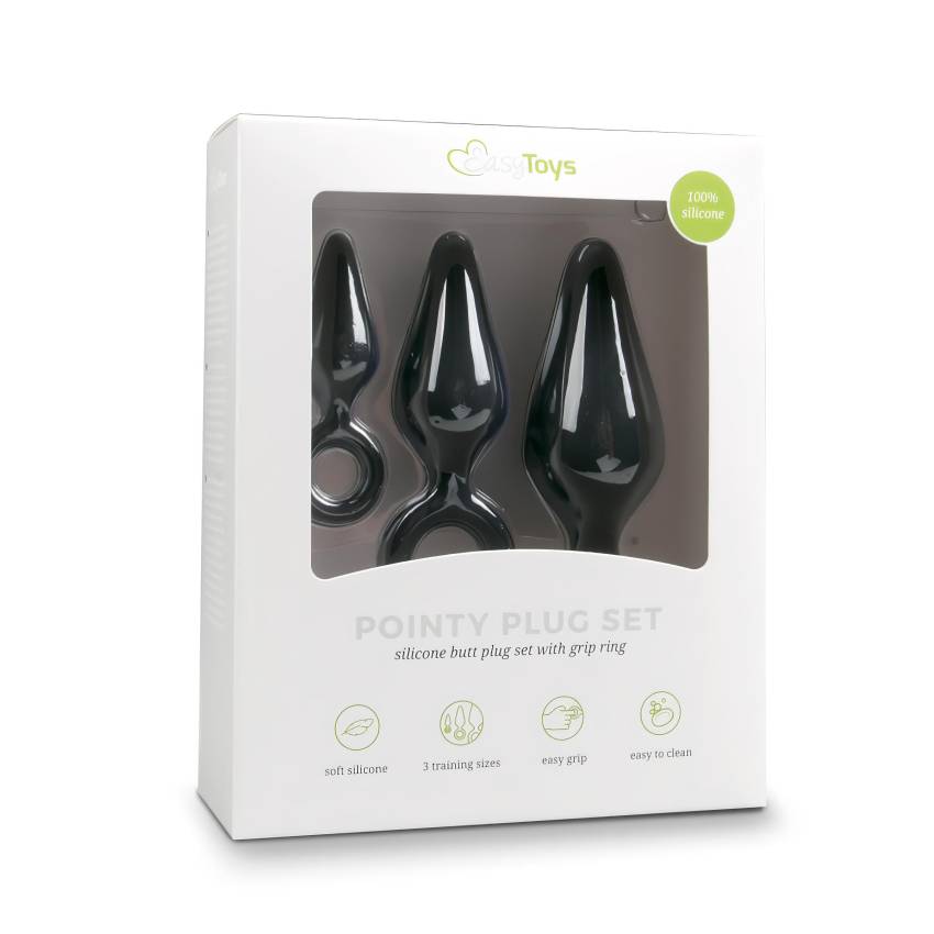 Easytoys - gyűrűs anál plug szett - 3db (fekete) - Image 2