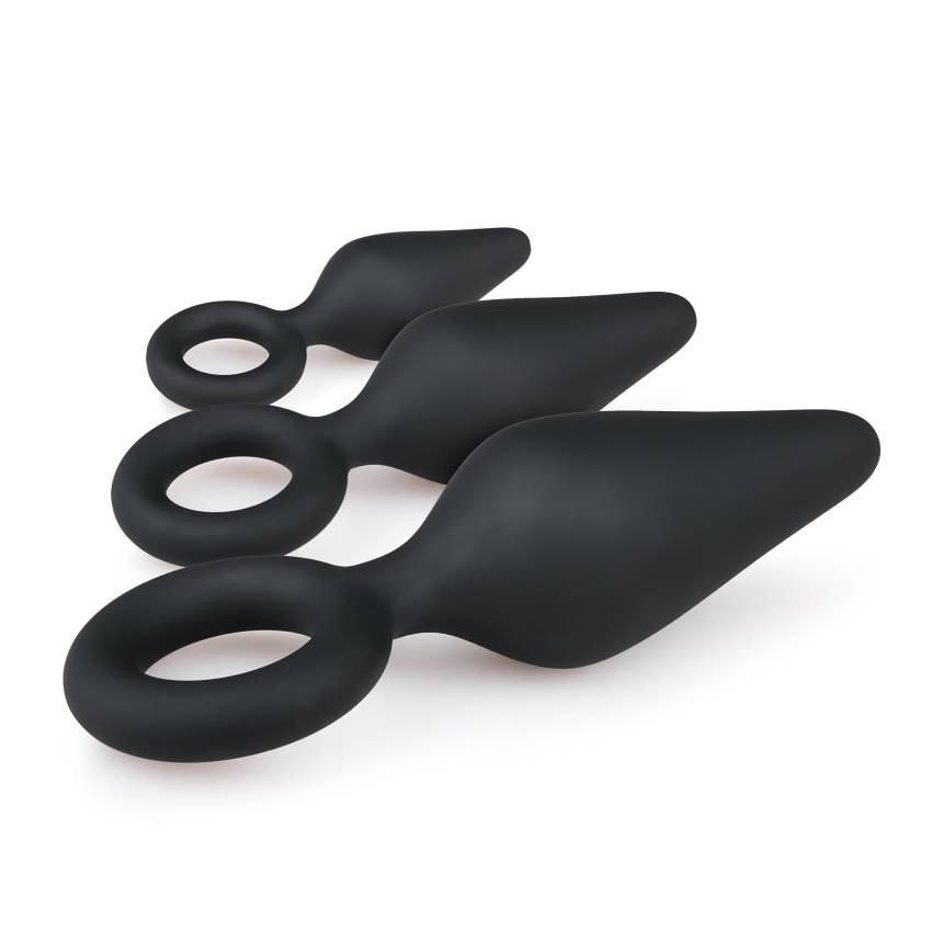 Easytoys - gyűrűs anál plug szett - 3db (fekete) - Image 4