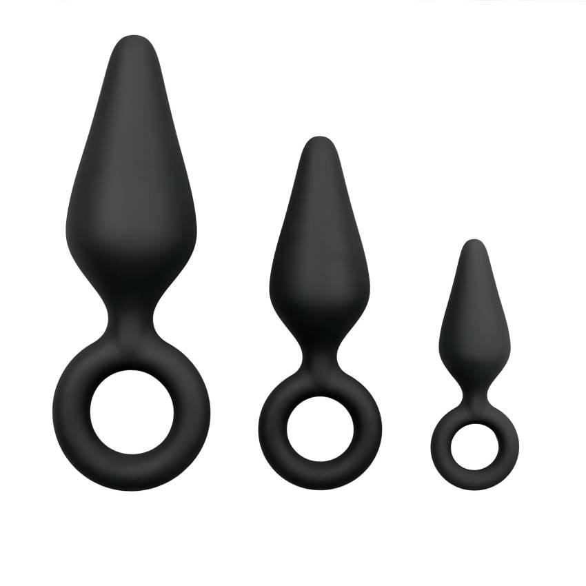 Easytoys - gyűrűs anál plug szett - 3db (fekete)