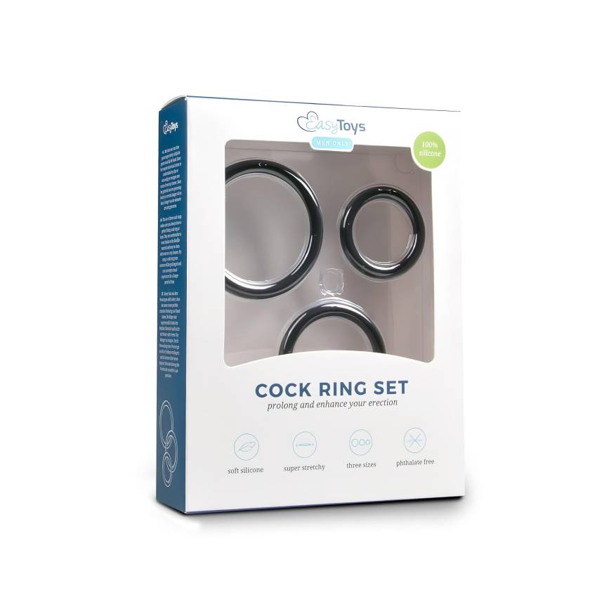Easytoys - szilikon péniszgyűrű szett - 3 részes (fekete) - Image 2